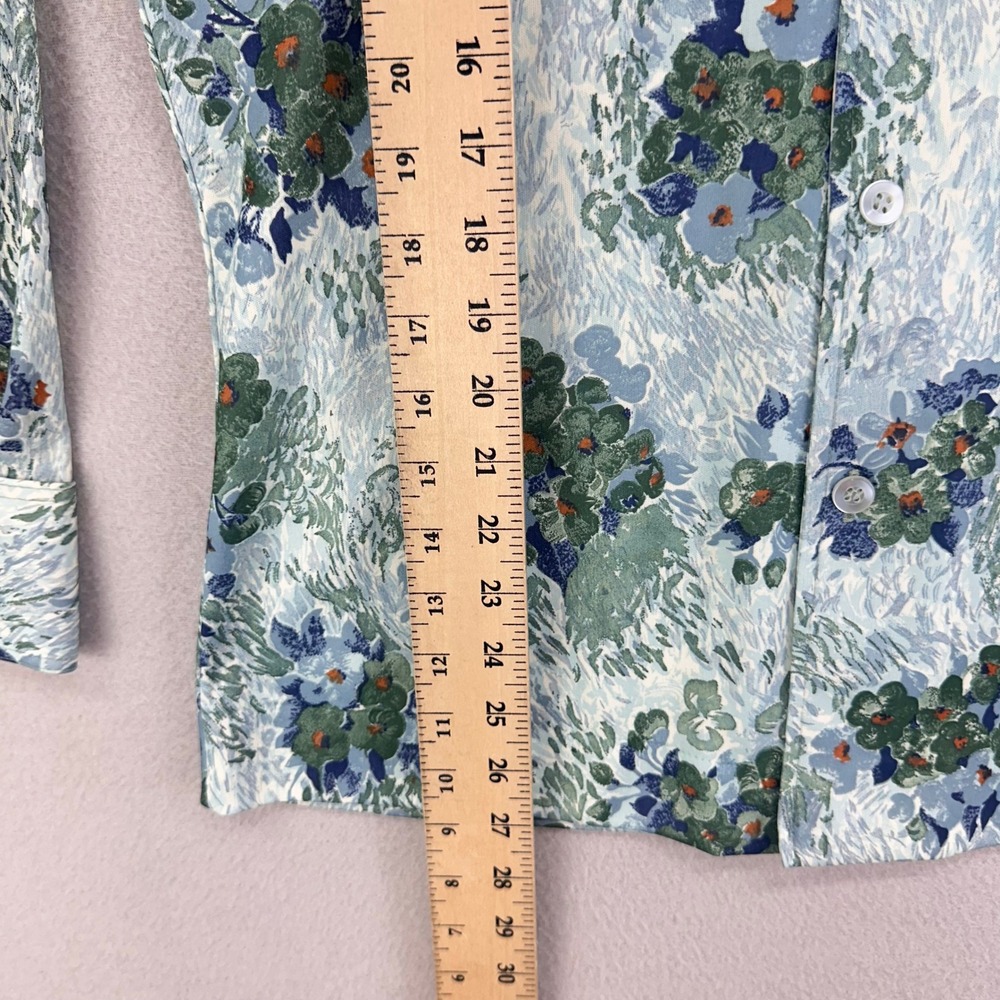 VTG 70s Joel California Disco Shirt Mens Medium Floral Watercolor Impressionist - Picture 6 of 7